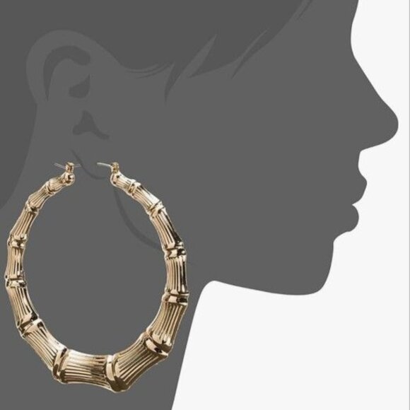 Guess Jewelry - NWT Gold Guess Bamboo Hoop Earrings